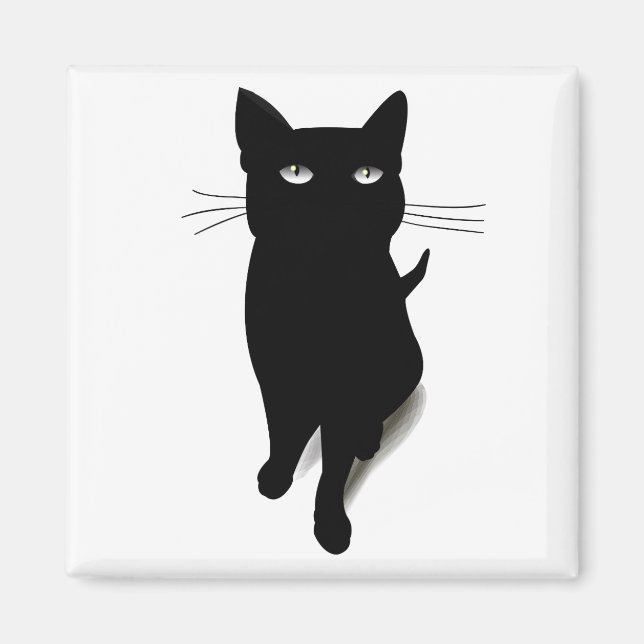 Cat Blackcat Black Cat Vector Feline Pet Magnet (Vorne)