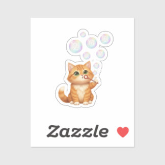 Cat Blowing Shiny Bubbles New Year 2026 Aufkleber