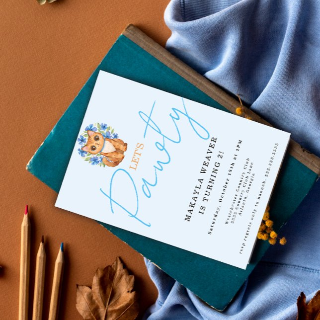 Cat Blue Let's pawty Sind Sie kitten mich Geburtst Einladung (Von Creator hochgeladen)