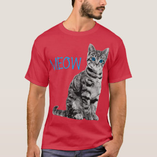 Cat Blue Mit Augen Grau Meow Lieben Katzen T-Shirt