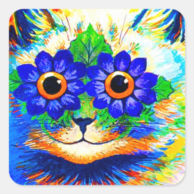 Cat Blume Eyes Quadratischer Aufkleber (Vorderseite)