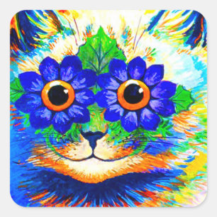 Cat Blume Eyes Quadratischer Aufkleber