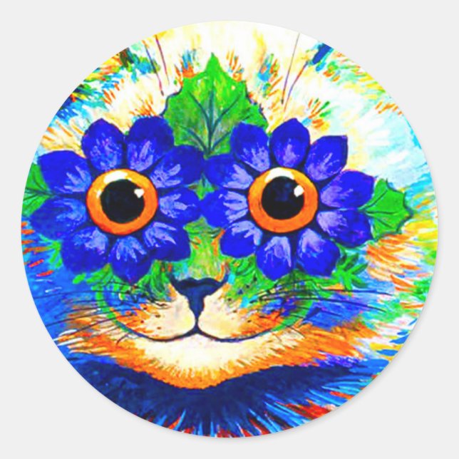 Cat Blume Eyes Runder Aufkleber (Vorderseite)