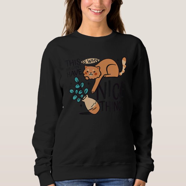 Cat Blume Vase Sweatshirt (Vorderseite)