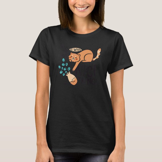 Cat Blume Vase T-Shirt (Vorderseite)