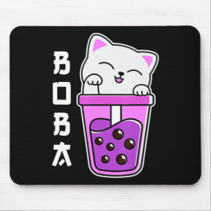 Cat Boba Anime Bubble Tea Neko Girls Kawaii Girls Mousepad