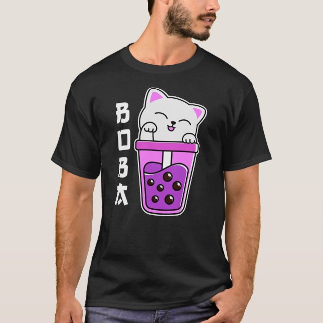 Cat Boba Anime Bubble Tea Neko Girls Kawaii Girls  T-Shirt (Vorderseite)
