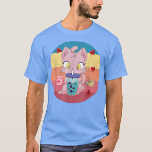 Cat Boba Bubble Tee T Anime Kawaii Neko Strawberry
