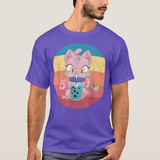 Cat Boba Bubble Tee Tshirt Anime Kawaii Neko Straw