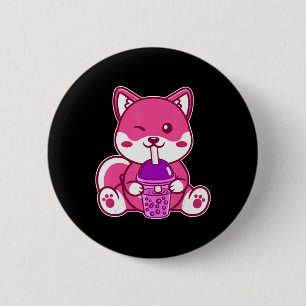 Cat Boba Niedlich Bubble Tee Anime Neko Kawaii für Button