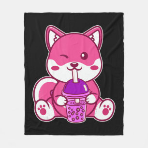 Cat Boba Niedlich Bubble Tee Anime Neko Kawaii für Fleecedecke
