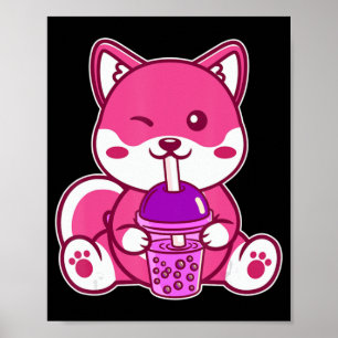 Cat Boba Niedlich Bubble Tee Anime Neko Kawaii für Poster