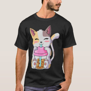 Cat Boba Tea Anime Kawaii Neko Bubble Teen Gir T-Shirt