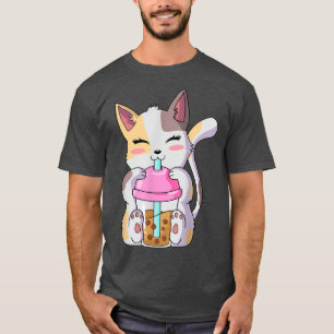 Cat Boba Tea Anime Kawaii Neko Bubble Teen Gir T-Shirt