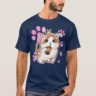 Cat Boba Tea Bubble Tea Anime Kawaii Neko 580 T-Shirt
