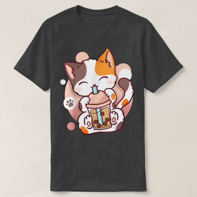 Cat Boba Tea Bubble Tea Anime Kawaii Neko for Girl T-Shirt (Design vorne)