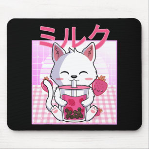 Cat Boba Tea Bubble Tea Anime Kawaii Neko Gift Kid Mousepad