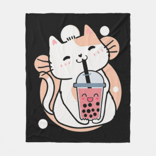 Cat Boba Tea Bubble Tea Anime Kawaii Neko Milktea  Fleecedecke