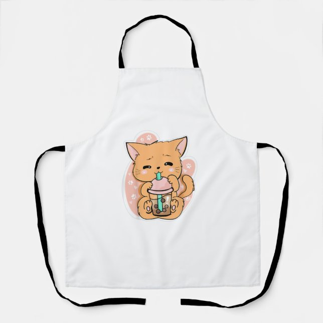 Cat Boba Tea Bubble Tea Anime Kawaii Neko Niedlich Schürze (Vorderseite)