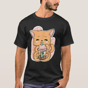 Cat Boba Tea Bubble Tea Anime Kawaii Neko Niedlich T-Shirt