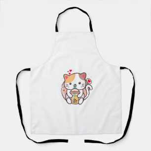 Cat Boba Tea Bubble Tea Kawaii Anime Japanischer N Schürze