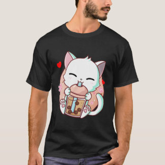Cat Boba Tea Bubble Tea Kawaii Anime Japanischer N T-Shirt