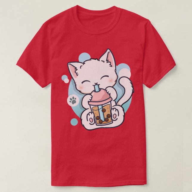 Cat Boba Tea Bubble Tea Kawaii Anime Japanischer N T-Shirt (Design vorne)