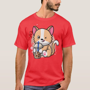 Cat Boba Tea Bubble Tea Kawaii Anime Japanischer N T-Shirt