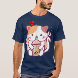 Cat Boba Tea Bubble Tea Kawaii Anime Japanischer N T-Shirt
