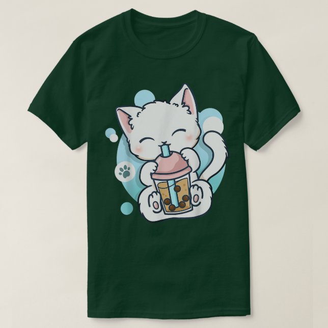 Cat Boba Tea Bubble Tea Kawaii Anime Japanischer N T-Shirt (Design vorne)