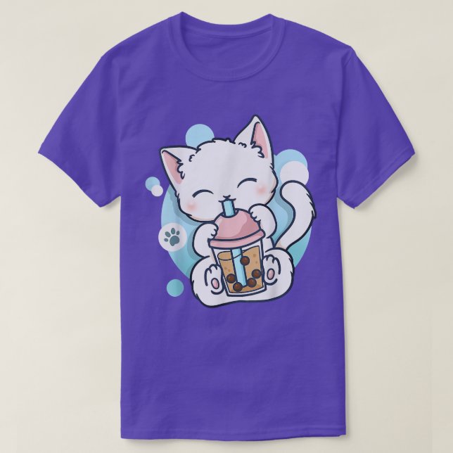 Cat Boba Tea Bubble Tea Kawaii Anime Japanischer N T-Shirt (Design vorne)
