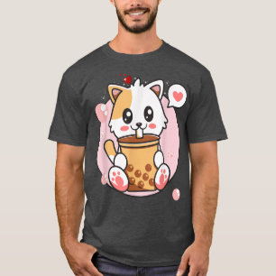Cat Boba Tea Bubble Tea Kawaii Anime Japanisches M T-Shirt