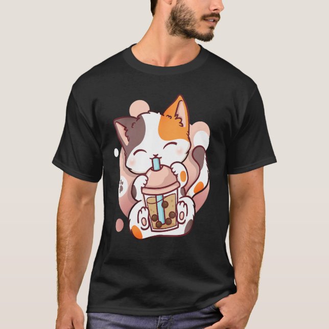 Cat Boba Tea Bubble Tea Neko T-Shirt (Vorderseite)