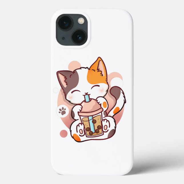 Cat Boba Tea Bubble Tee Anime Kawaii Neko für Mädc Case-Mate iPhone Hülle (Rückseite)