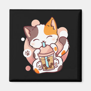 Cat Boba Tea Bubble Tee Anime Kawaii Neko für Mädc Magnet