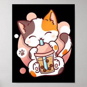Cat Boba Tea Bubble Tee Anime Kawaii Neko für Mädc Poster
