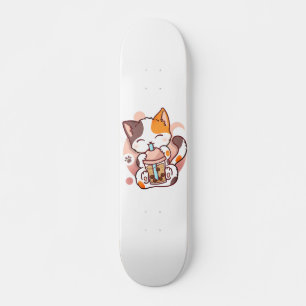Cat Boba Tea Bubble Tee Anime Kawaii Neko für Mädc Skateboard