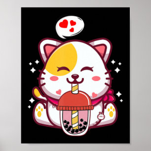Cat Boba Tea Bubble Tee Anime Kawaii Neko Geschenk Poster