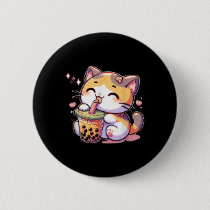 Cat Boba Tea Bubble Tee Anime Kawaii Neko Kinder T Button