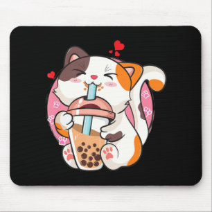 Cat Boba Tea Bubble Tee Anime Kawaii Neko Kinder T Mousepad
