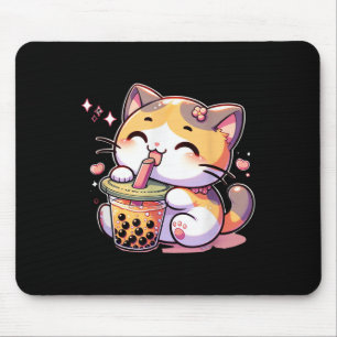 Cat Boba Tea Bubble Tee Anime Kawaii Neko Kinder T Mousepad