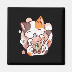 Cat Boba Tea Bubble Tee Anime Kawaii Neko Magnet