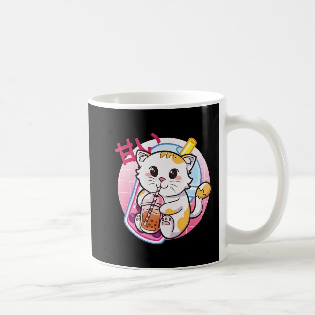 Cat Boba Tea Bubble Tee Katze Lover Anime Kawaii N Kaffeetasse (Rechts)