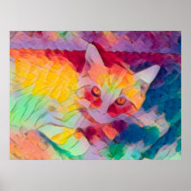 Cat Boho Yellow Colorful Hippie Pop Art