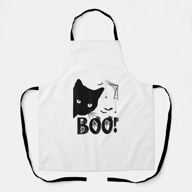 Cat Boo! Funny Hiding Peekaboo Beängstigend Hallow Schürze (Vorderseite)