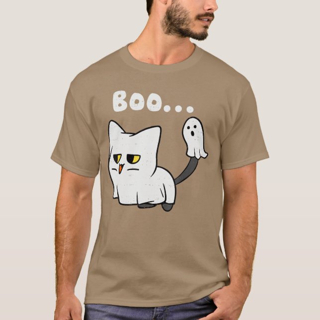 Cat Boo Ghost Cute Kitty Spooky Funny Halloween Me T-Shirt (Vorderseite)