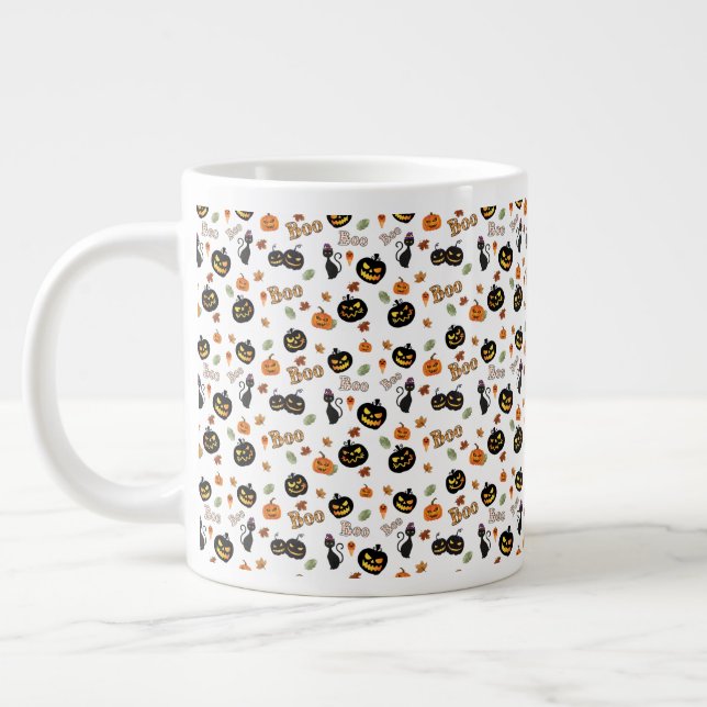 Cat Boo Halloween Jumbo-Tasse (Links)