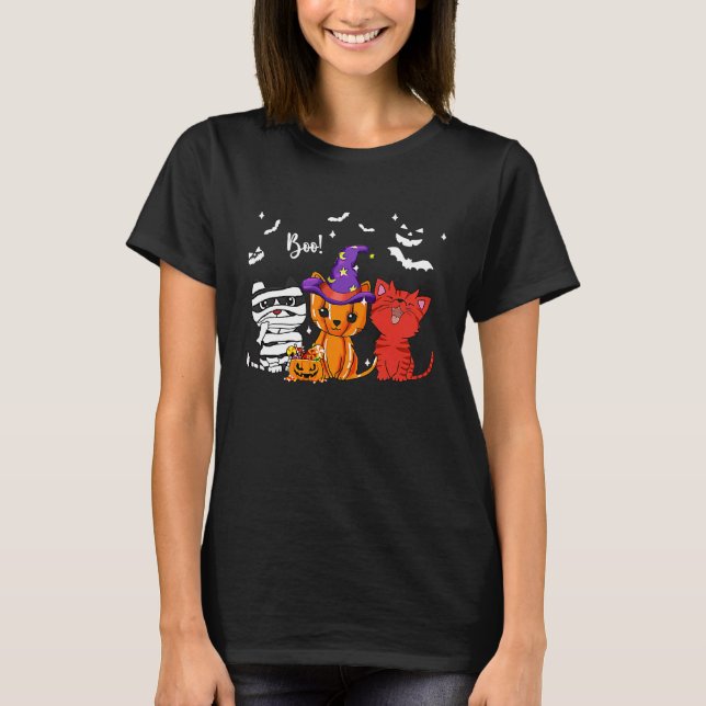 Cat Boo Halloween T-Shirt (Vorderseite)