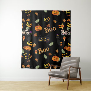 Cat Boo Halloween Wandteppich