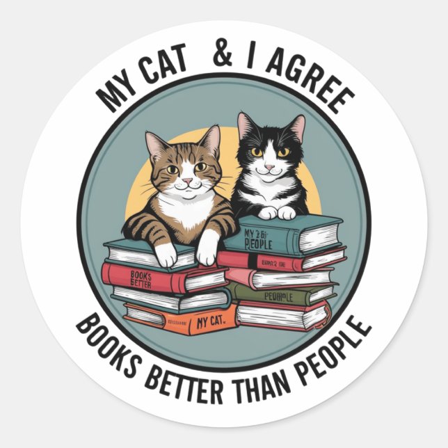Cat Book Sticker (Vorderseite)